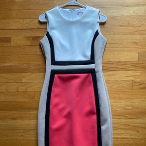 CALVIN KLEIN COLOR BLOCK SLEEVELESS DRESS